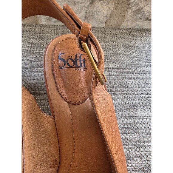 Söfft Tan Leather Slingback Wedge Sandals Women’s Size 11M | Open Toe Comfort Sh - Picture 7 of 9